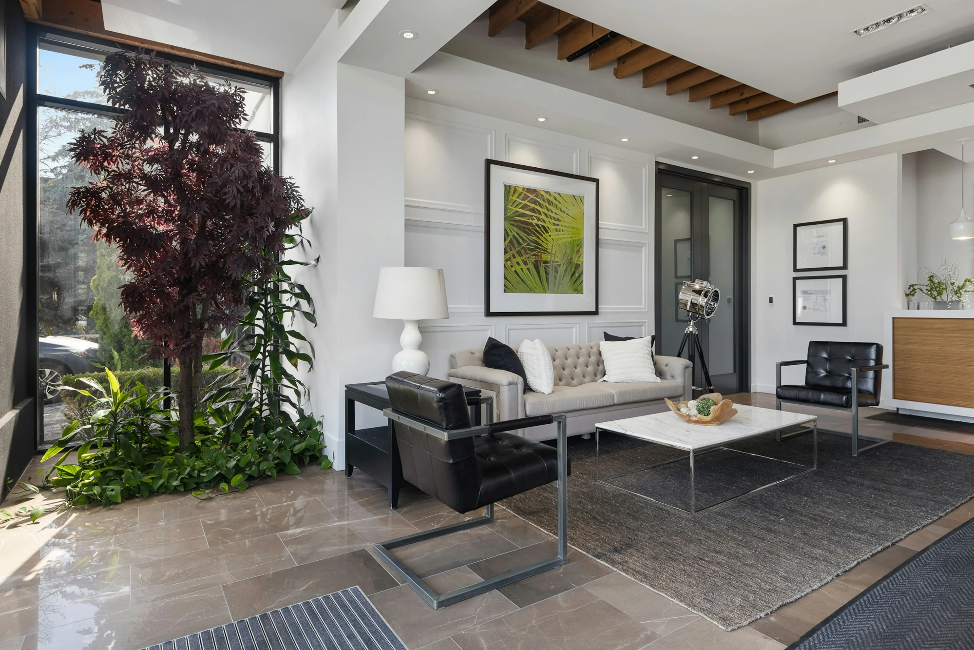 Architectural inspiration: a bright interior with tall dark-framed windows